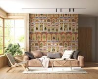 Peacock palace wall mural adding depth to a grand Living room
