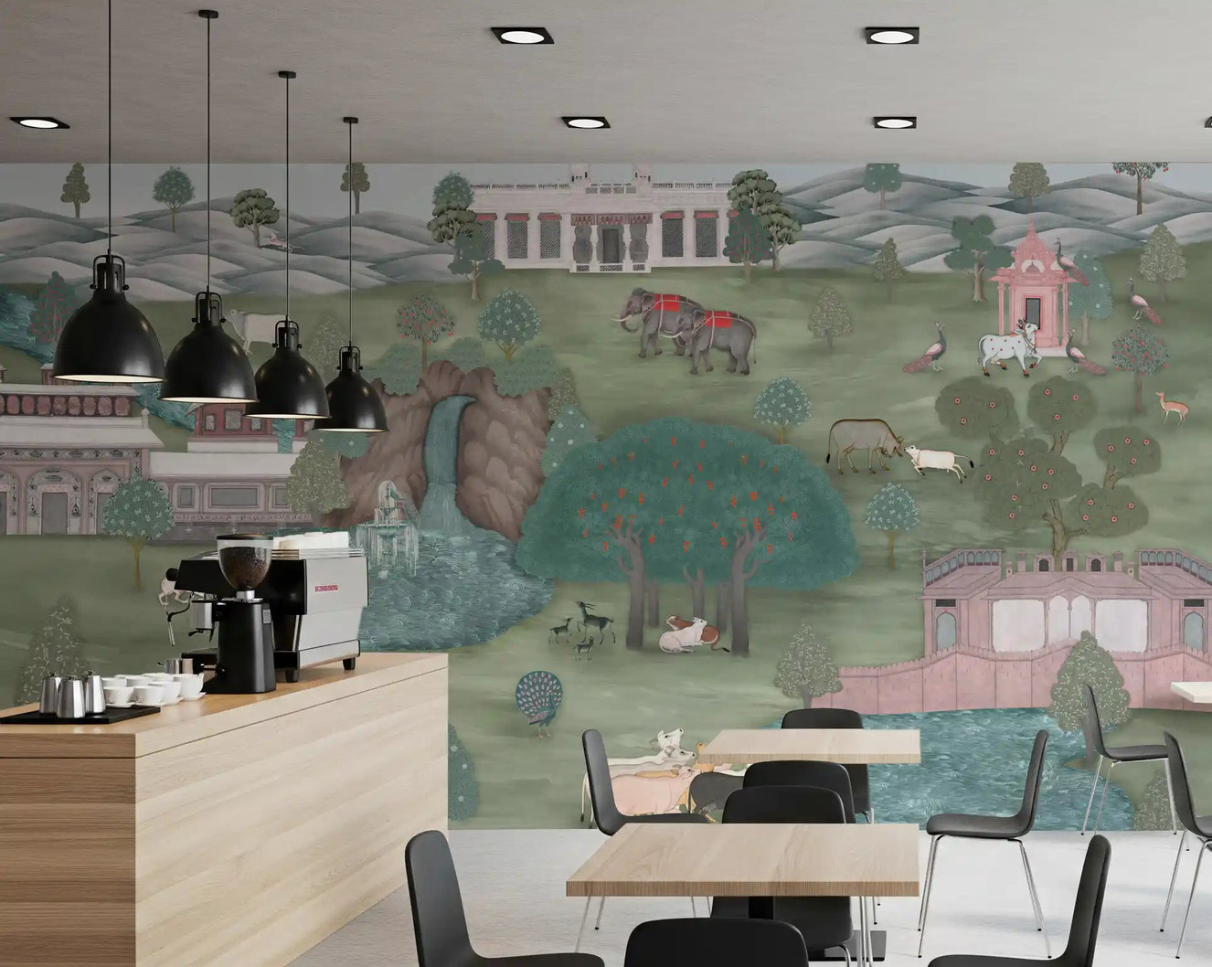 Mughal Garden & Wildlife Vista Wall Mural