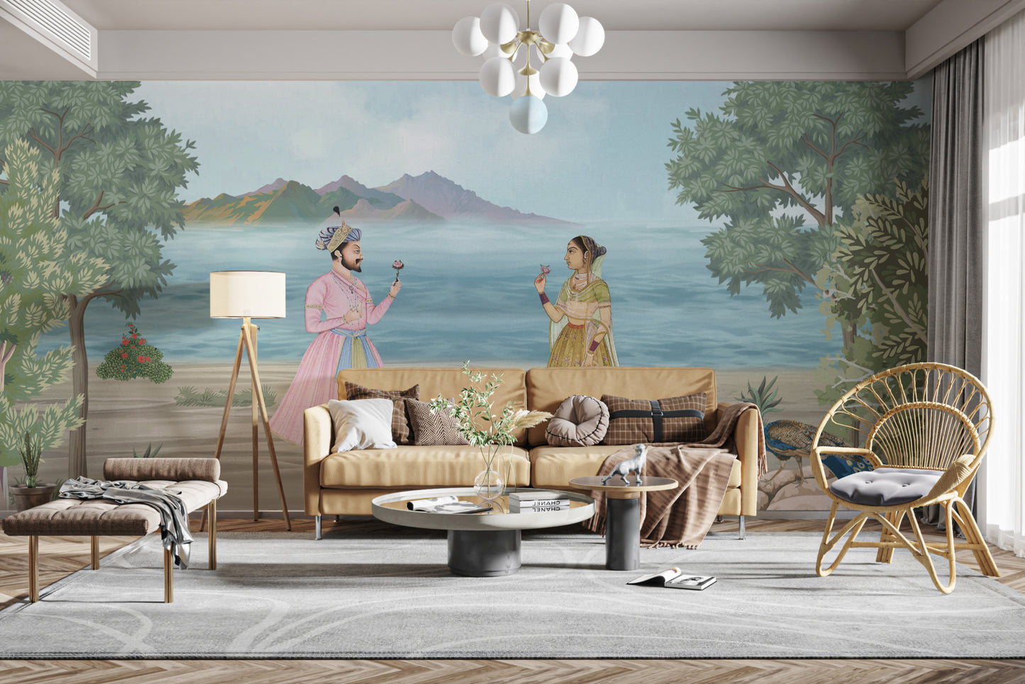Mughal Royal Couple Wall Mural