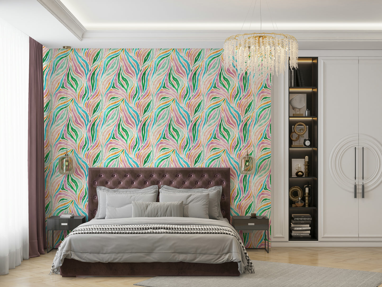 Multicolor Boho Zebra Print Wallpaper⁠
