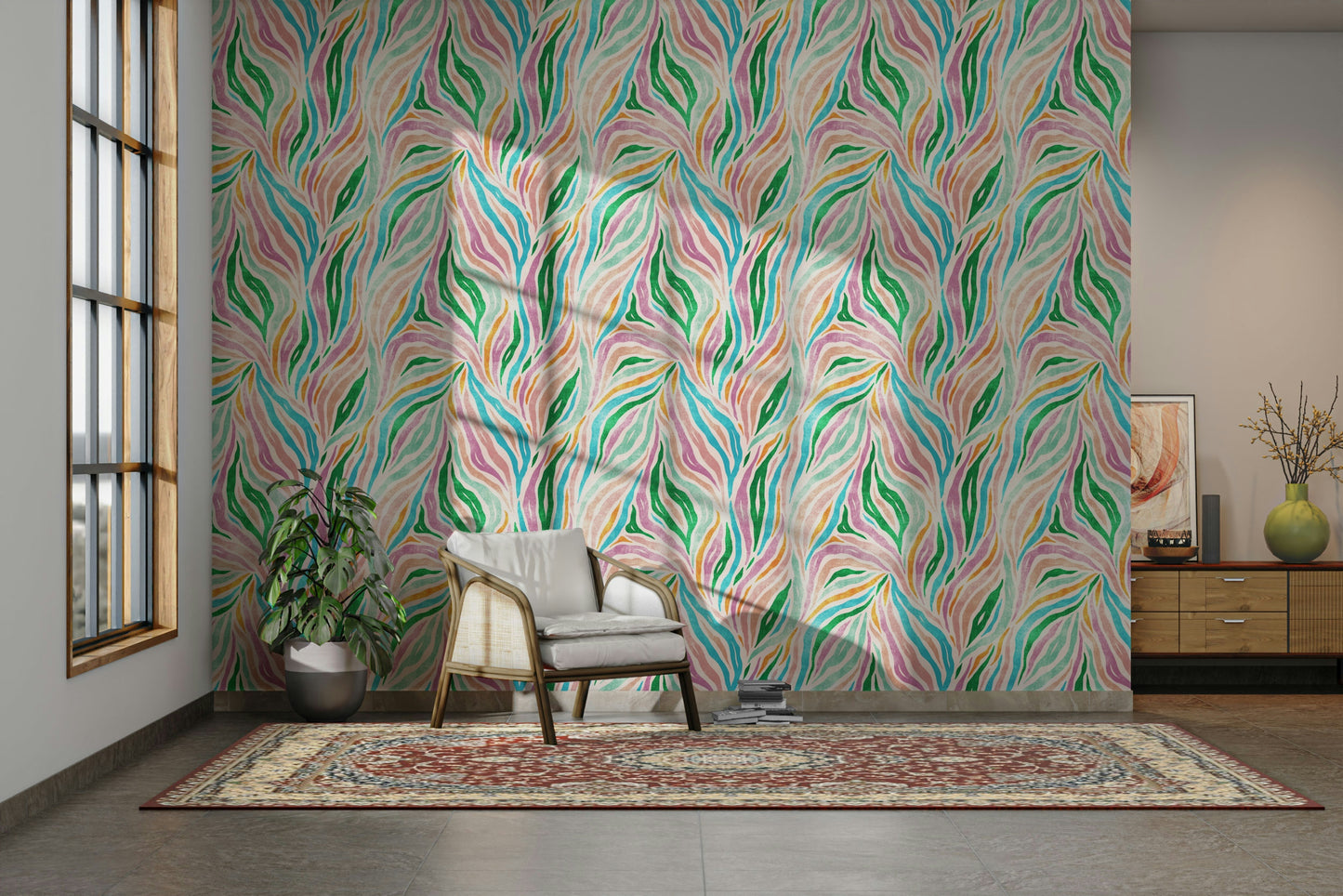 Multicolor Boho Zebra Print Wallpaper⁠