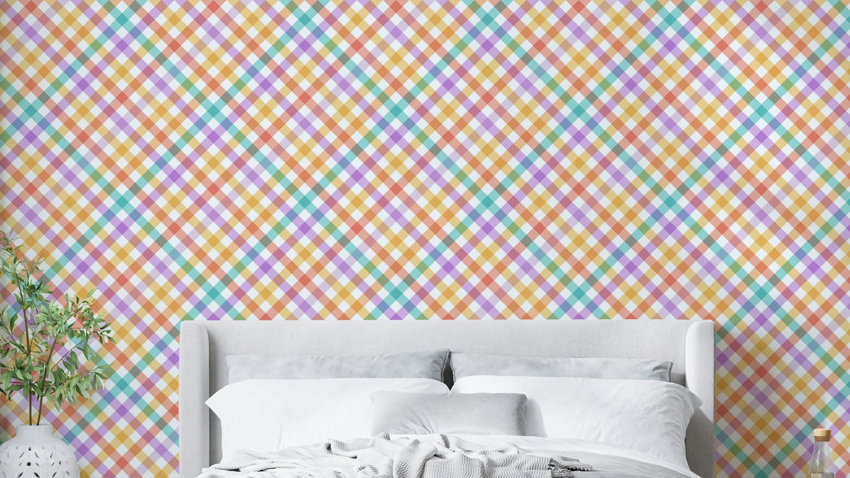 Multicolor Checks Stripes Wallpaper | Bold & Fun