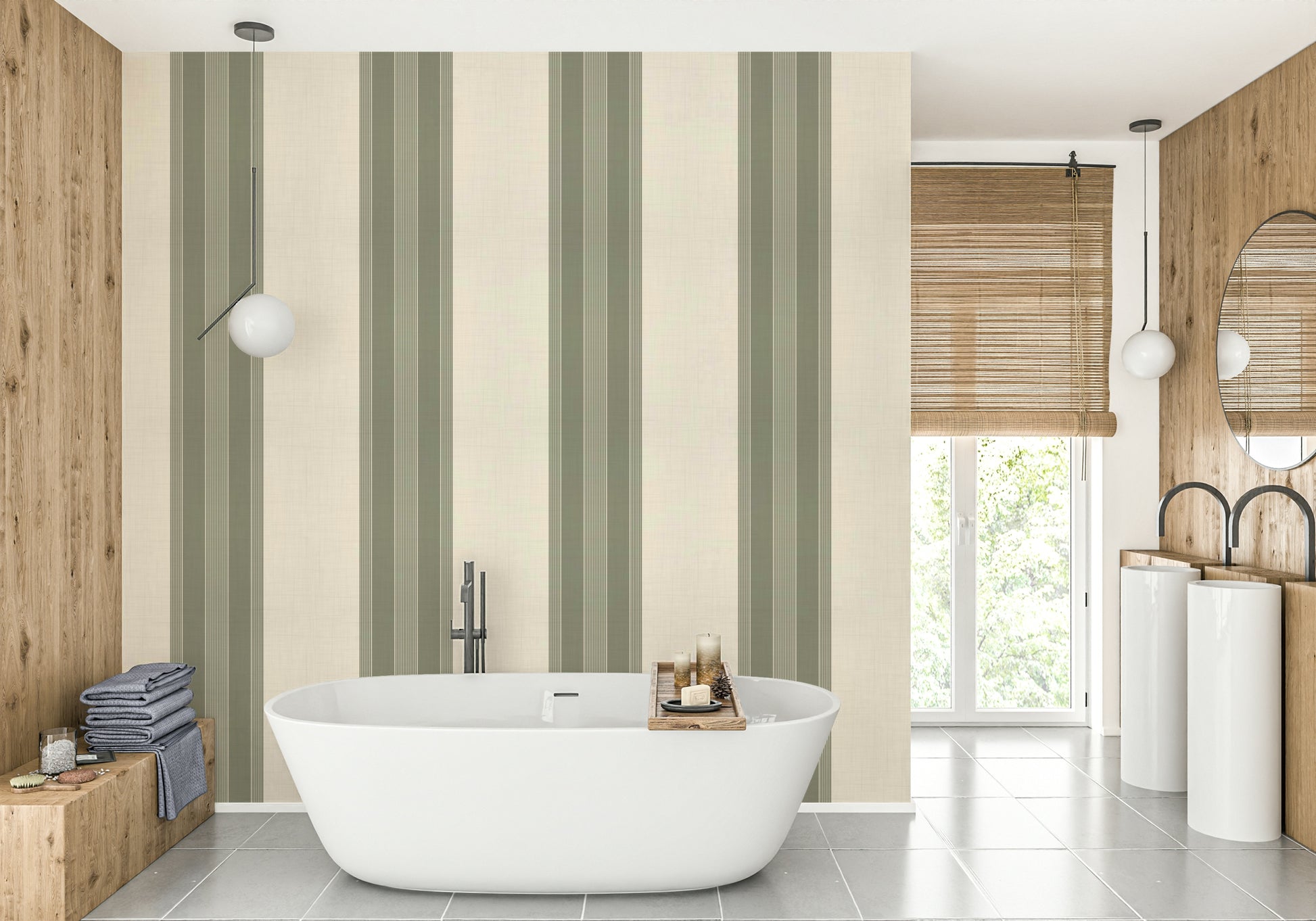 Multiline stripe design in olive green tones


