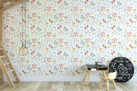 Playful mushrooms and meadow blossoms

