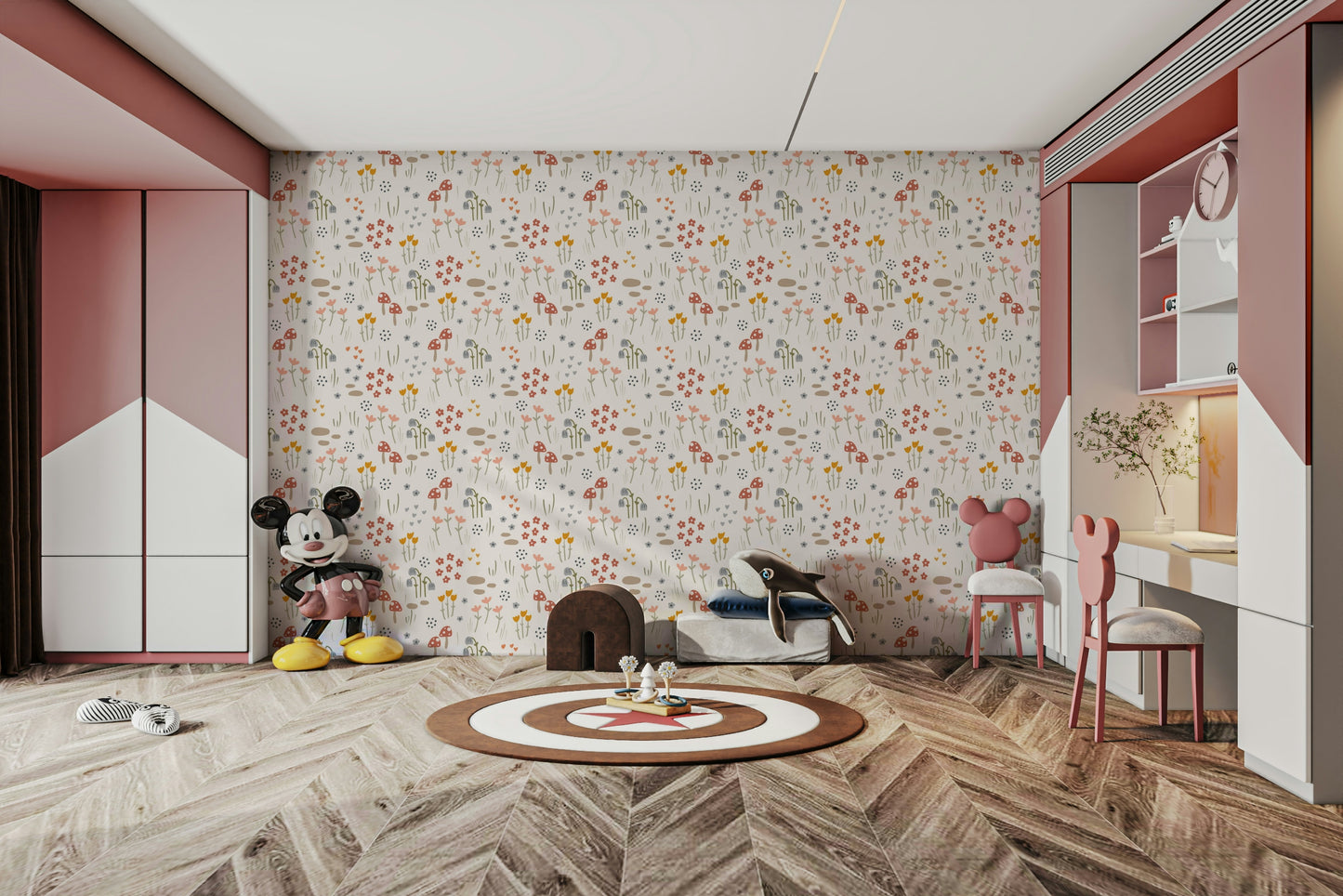 Soft floral and fungi wall design


