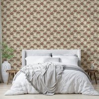 Mocha beige mushroom pattern wallpaper for cozy rooms

