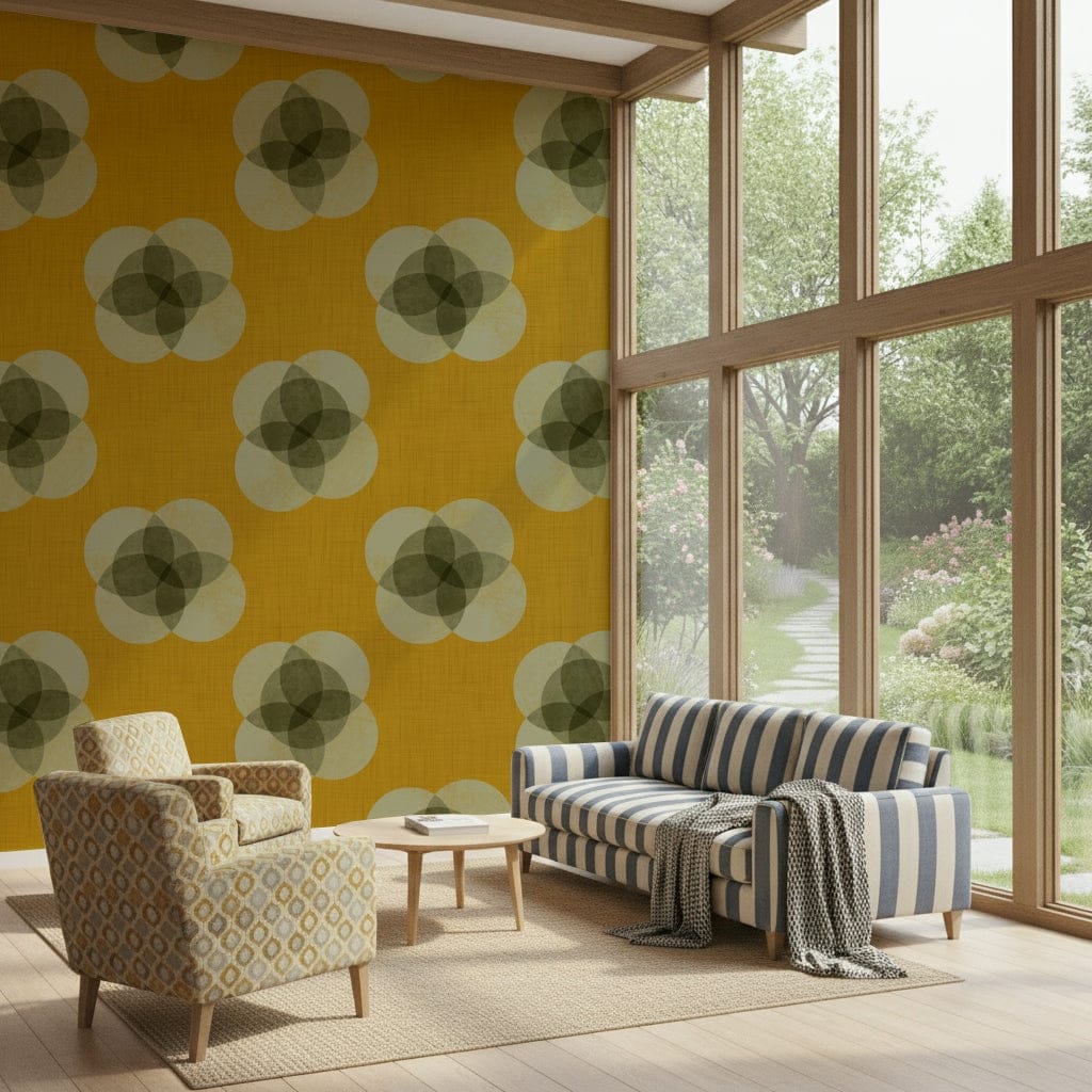 A beautiful Japandi floral wallpaper mural with soft petals.

