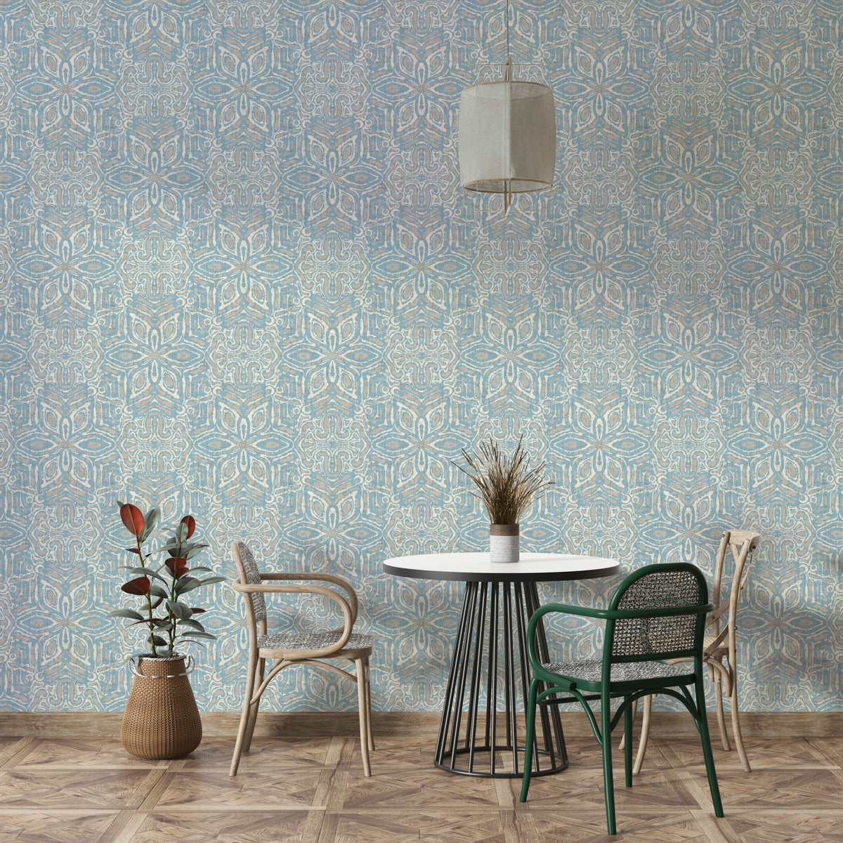 Hand-drawn blue flower wallpaper

