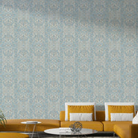 Floral blue batik wall mural

