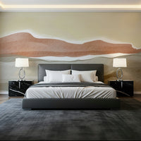 Muted Desert Vista mural wallpaper displaying painted abstract horizon for modern living rooms.