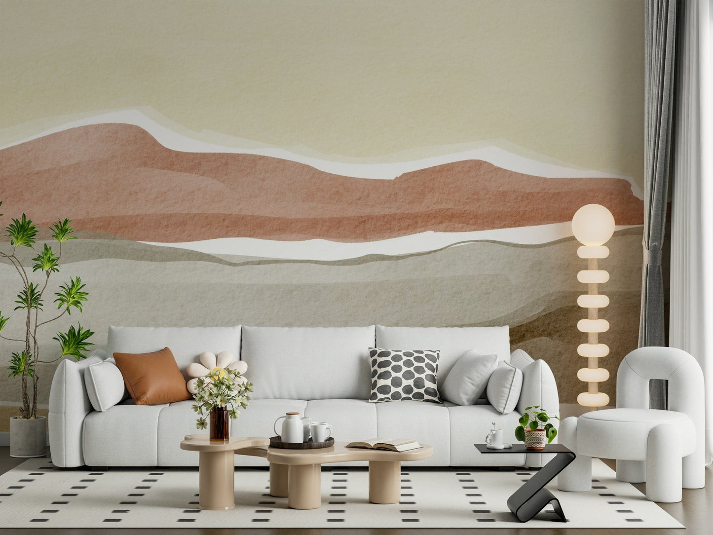 Neutral Muted Desert Vista wallpaper showing brown and orange aesthetic abstract hills.