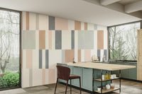 Muted pastel tiles mural adding gentle texture to rooms

