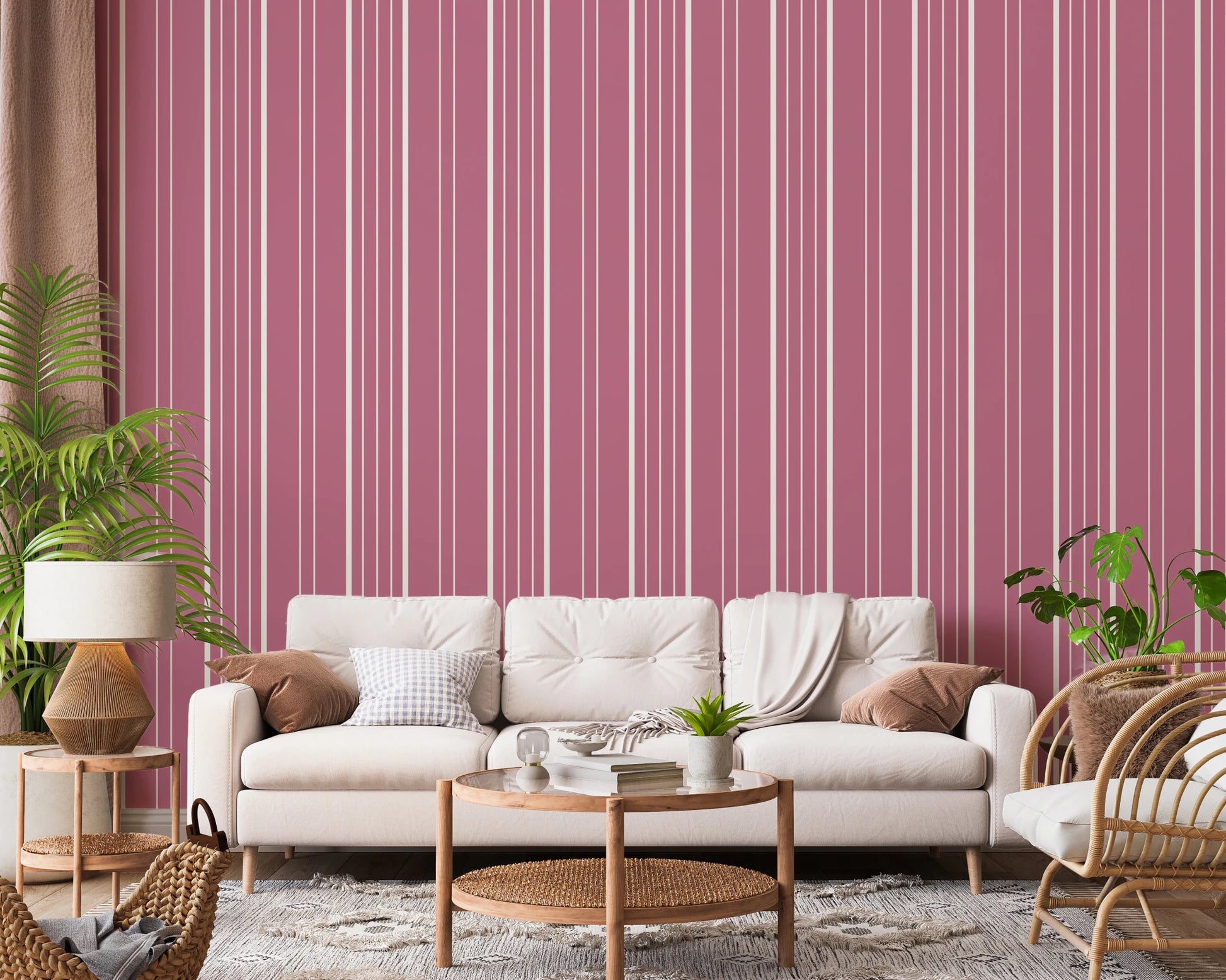 Muted Pink Stripes Wallpaper⁠
