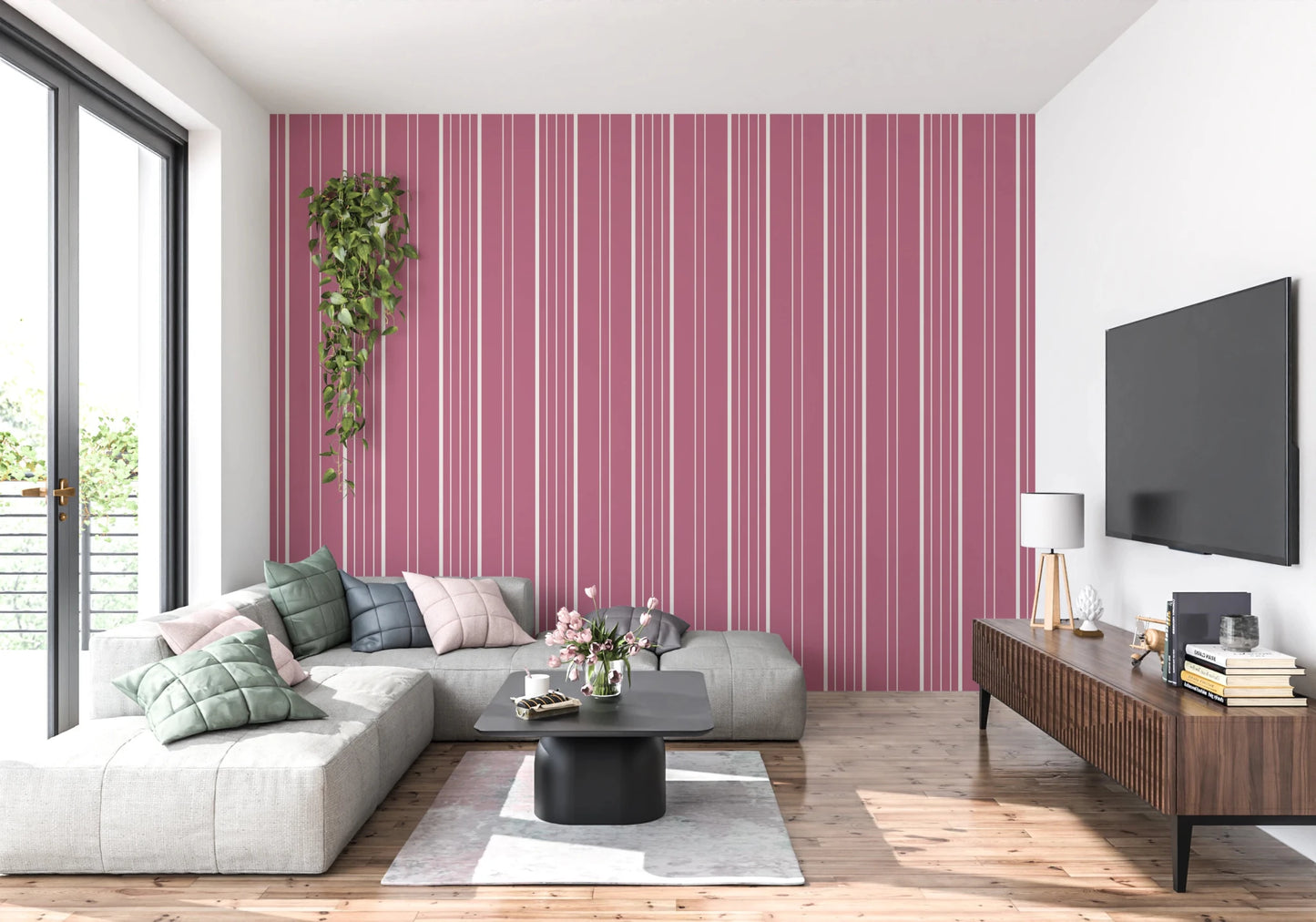 Muted Pink Stripes Wallpaper⁠