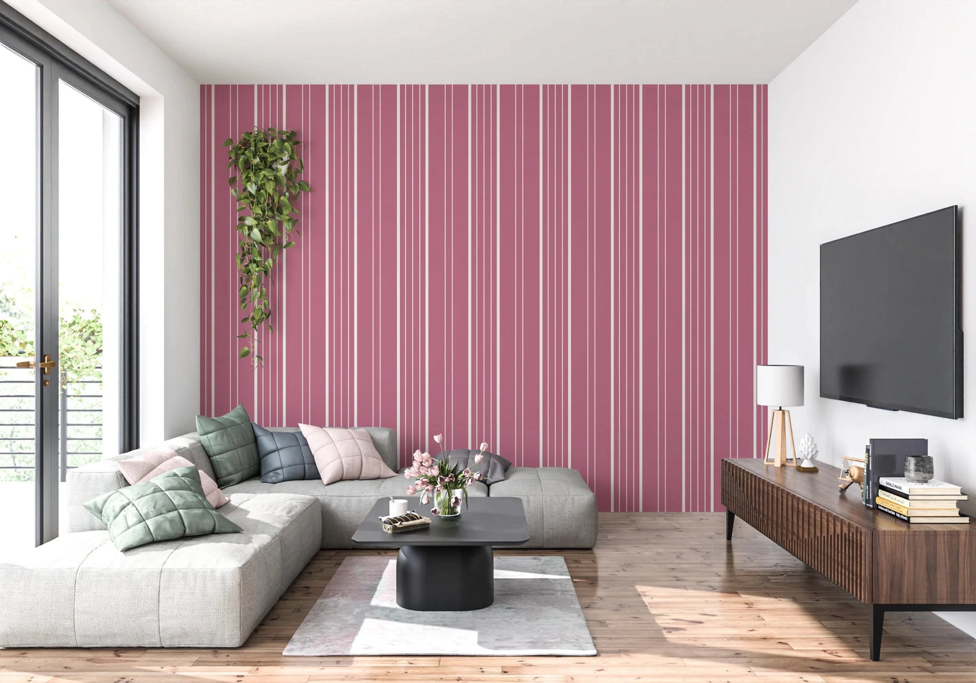 Muted Pink Stripes Wallpaper⁠