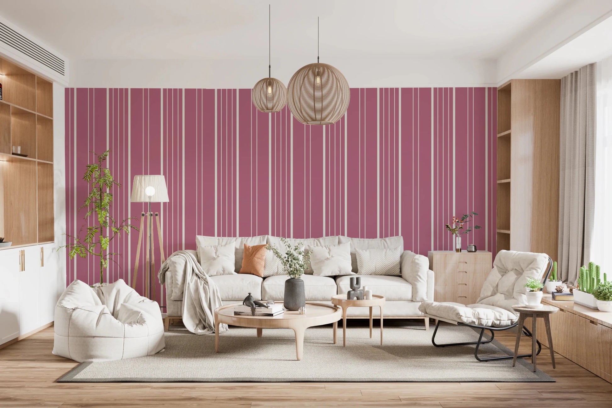 Muted Pink Stripes Wallpaper⁠