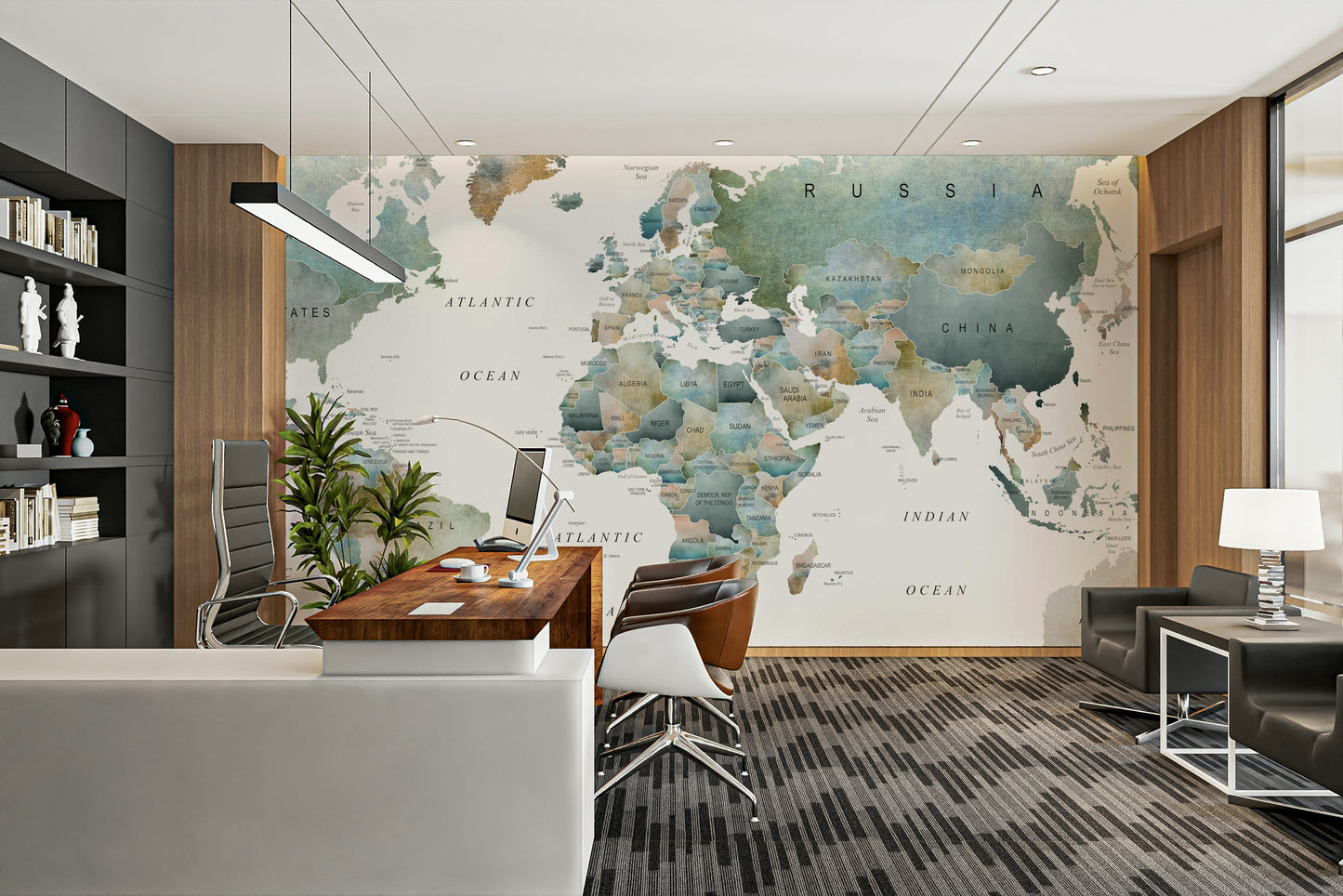 World Map Muted Tones