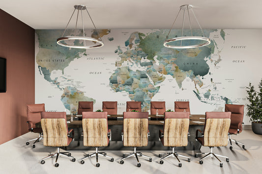 World Map Muted Tones