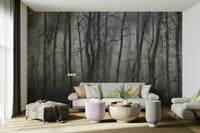 Mysterious Forest Landscape | Gray Trees in Atmospheric Stillness | Nature Photography Wall Mural
