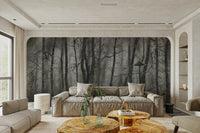 Mysterious Forest Landscape | Gray Trees in Atmospheric Stillness | Nature Photography Wall Mural