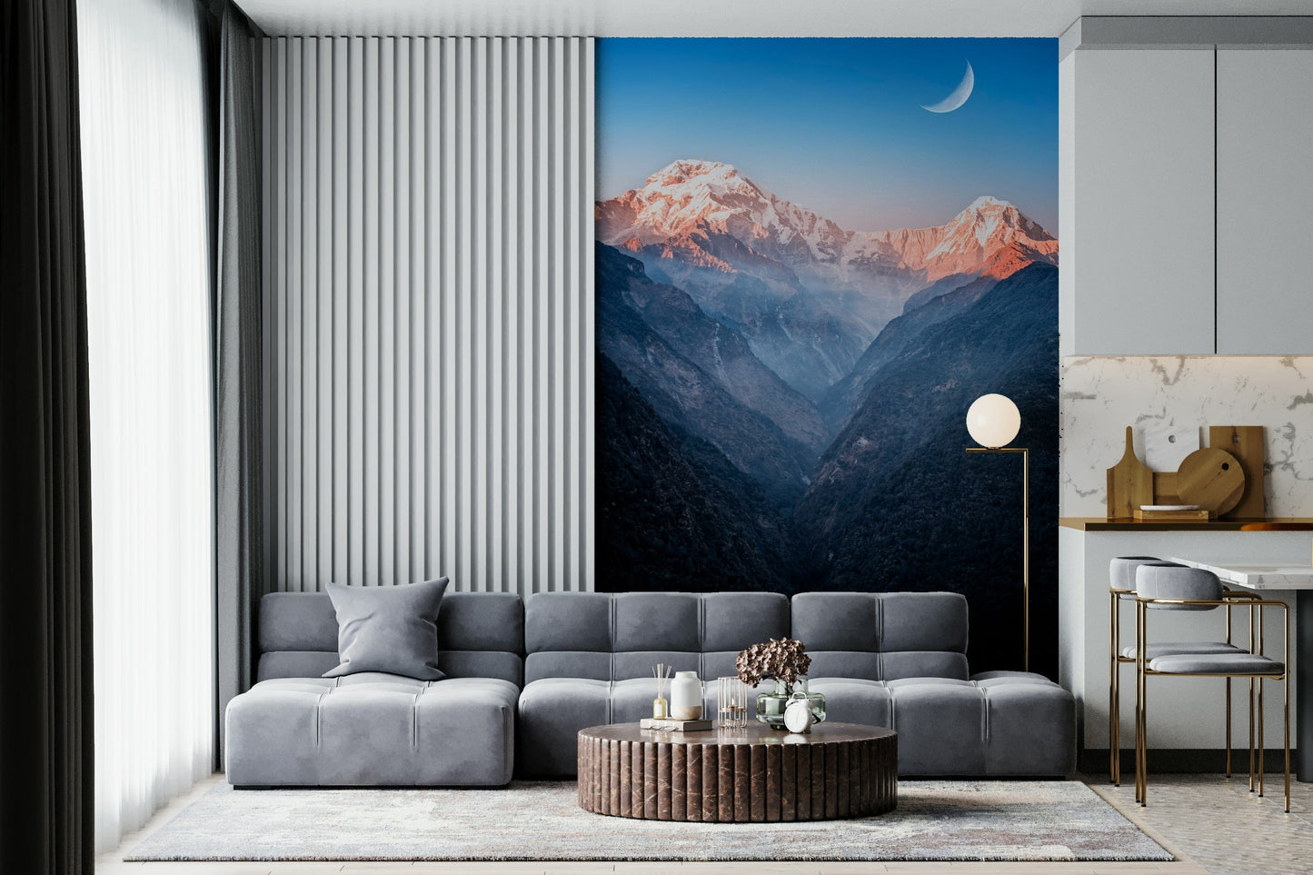 Mystic Peaks at Dusk Wall Mural in calm bedroom decor