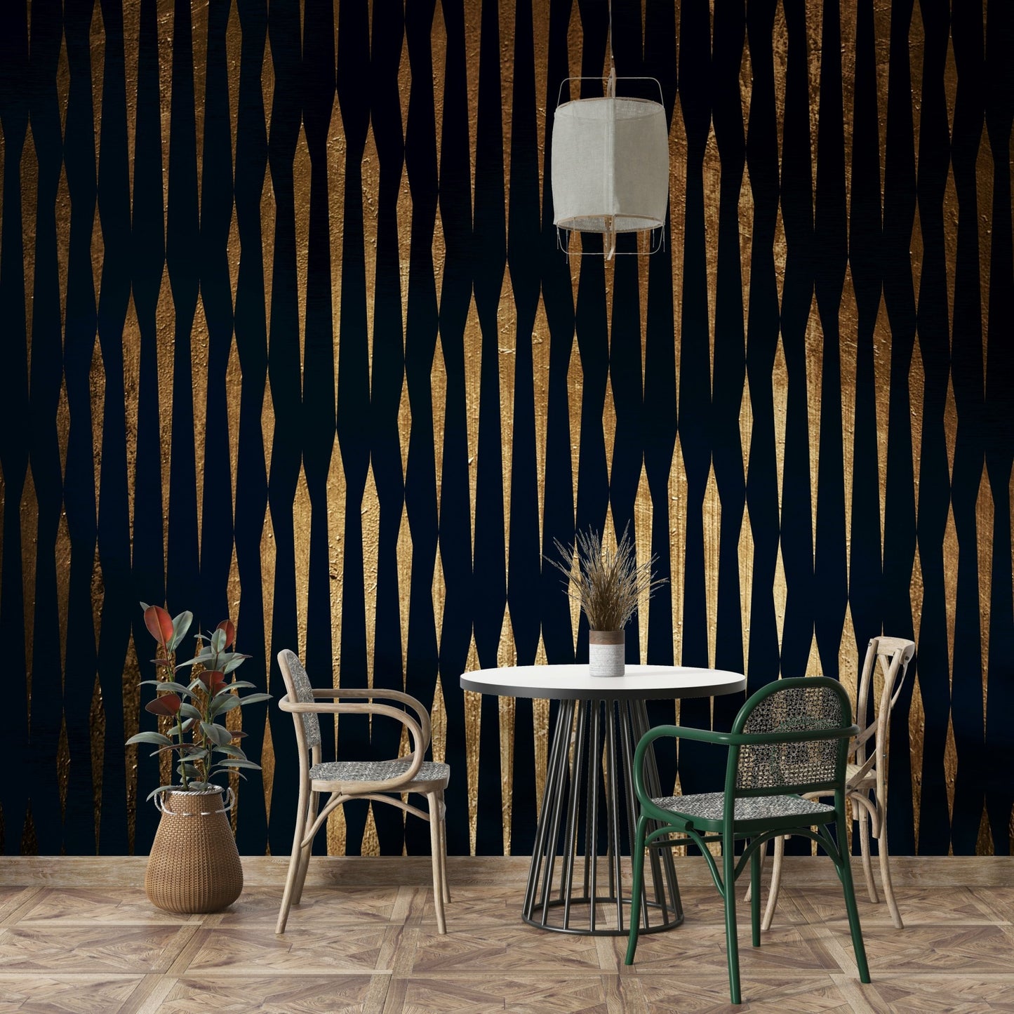 A peaceful escape depicted on a large-scale mural.
