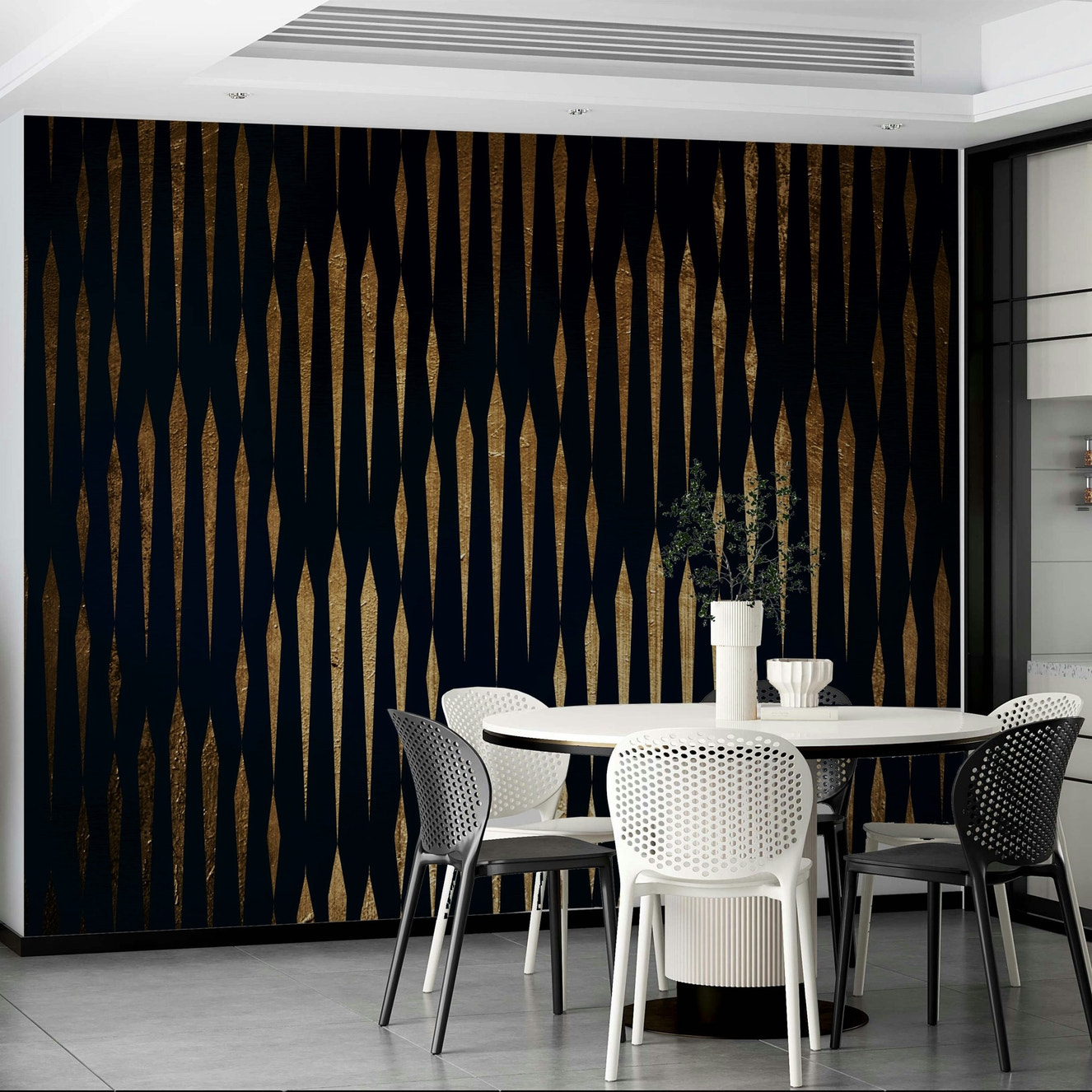 A tranquil river flowing through a misty forest.
