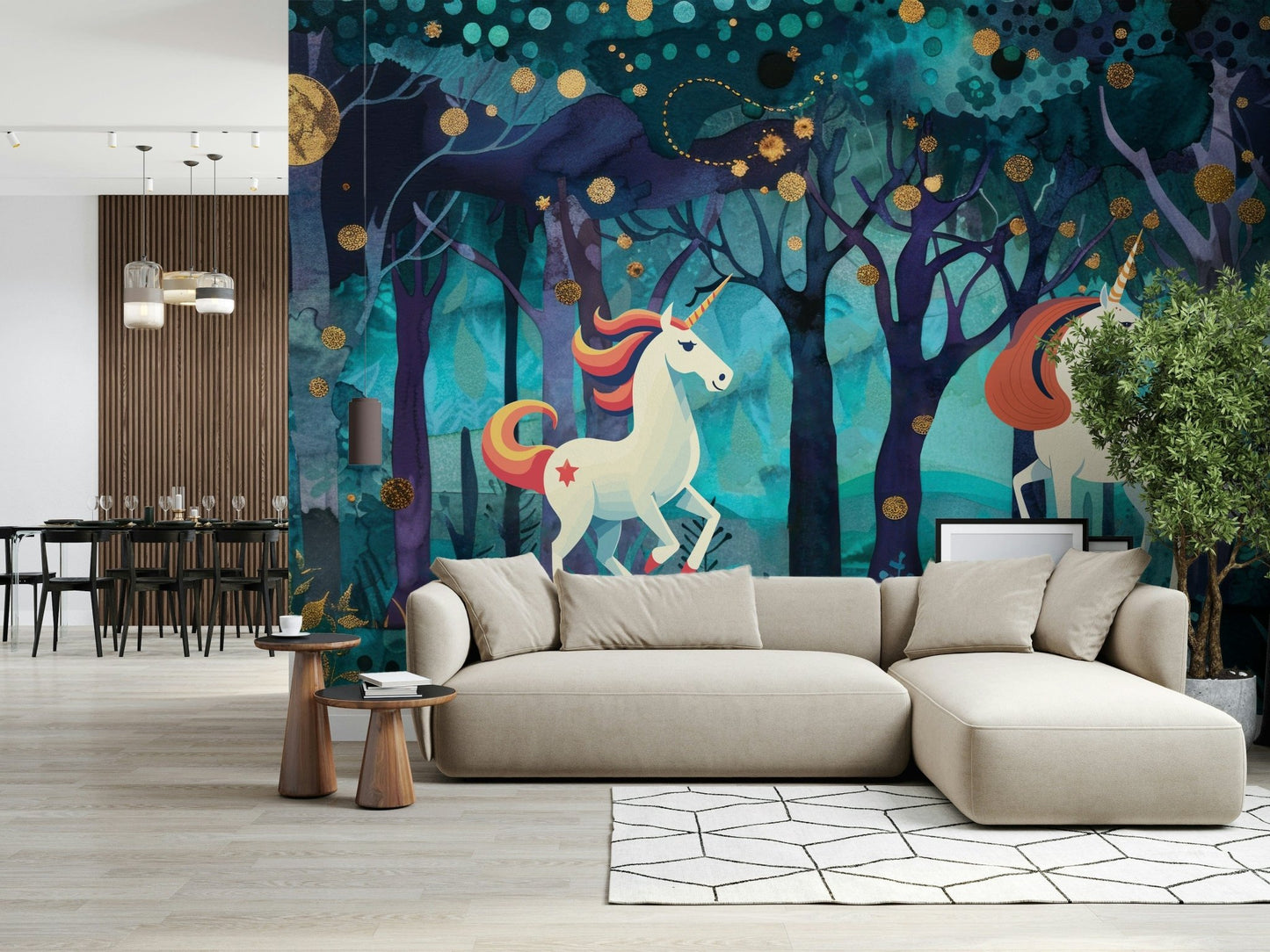 Mystic Unicorns design on a large scale for a playroom wall.