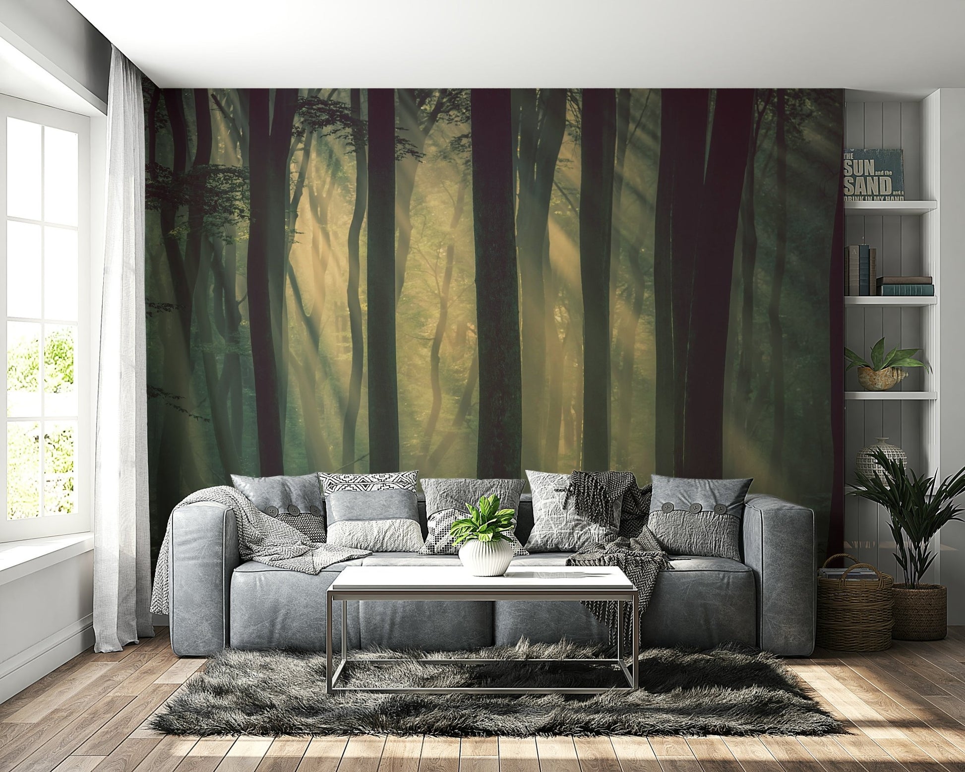 The trees and glowing elements are a central focus of the image.

