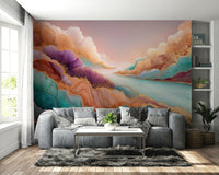 Artistic wall mural with soft motion

