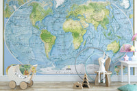 High-resolution geographical features world map
