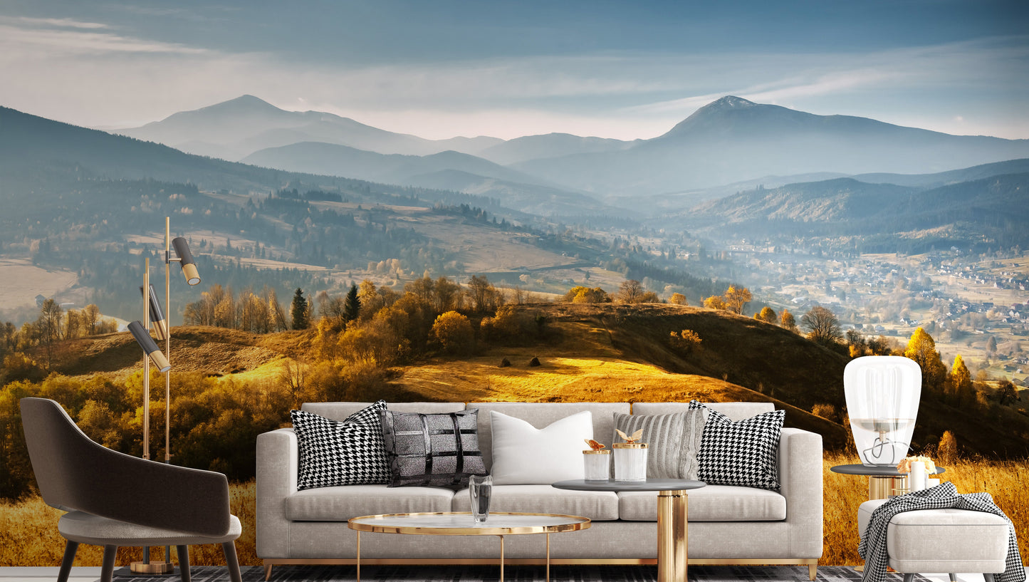Scenic autumn mountains wallpaper mural
