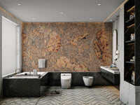 The peel and stick wallpaper showing realistic bark textures.