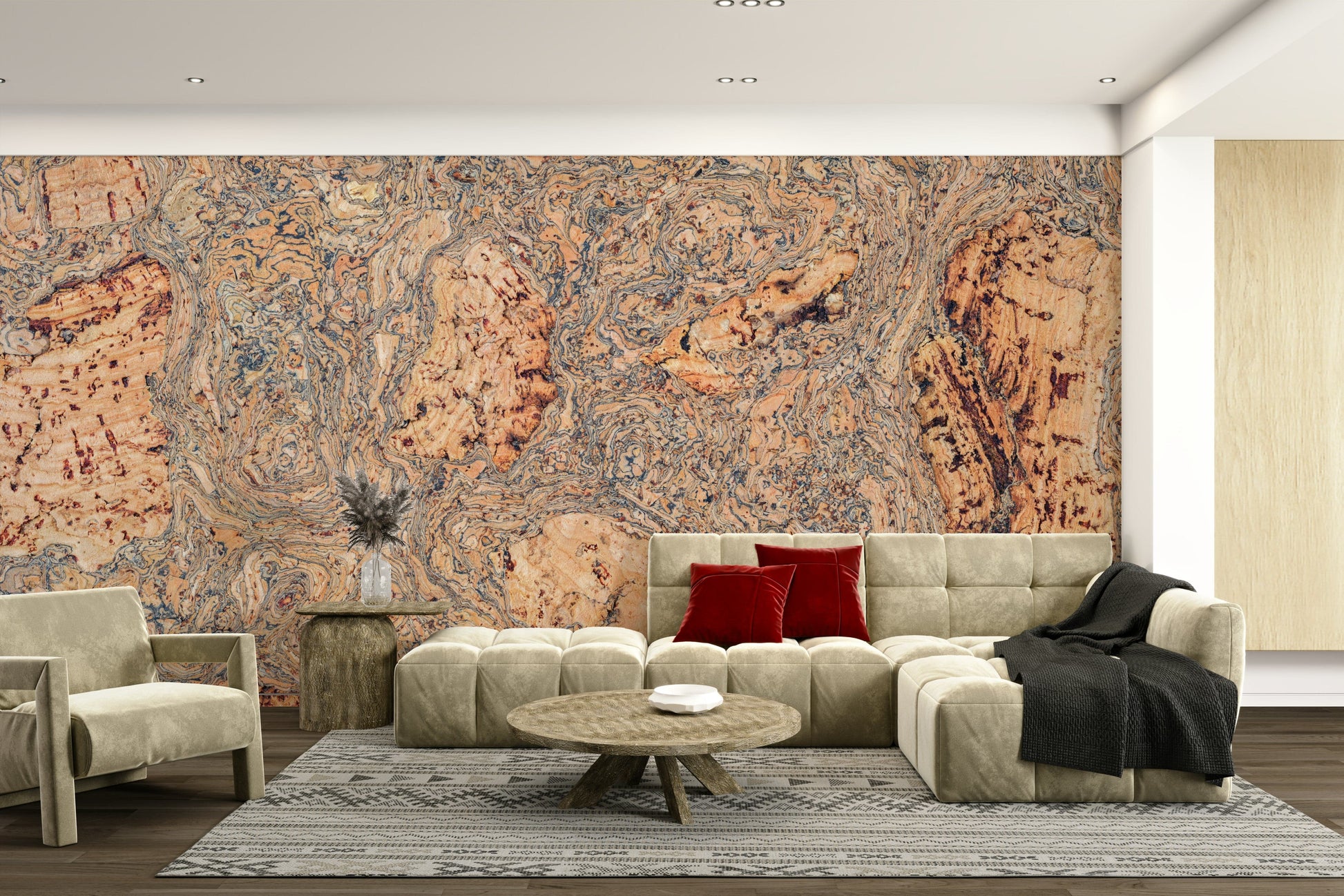 A close-up of the organic patterns and earthy tones in the cork.