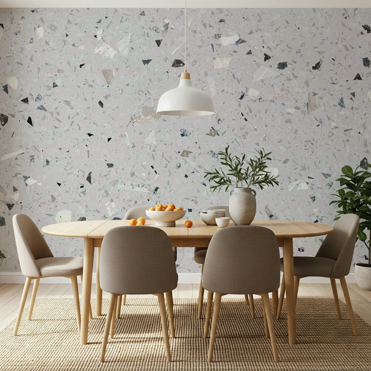 Speckled Natural Stones Terrazzo mural application on vertical plane.