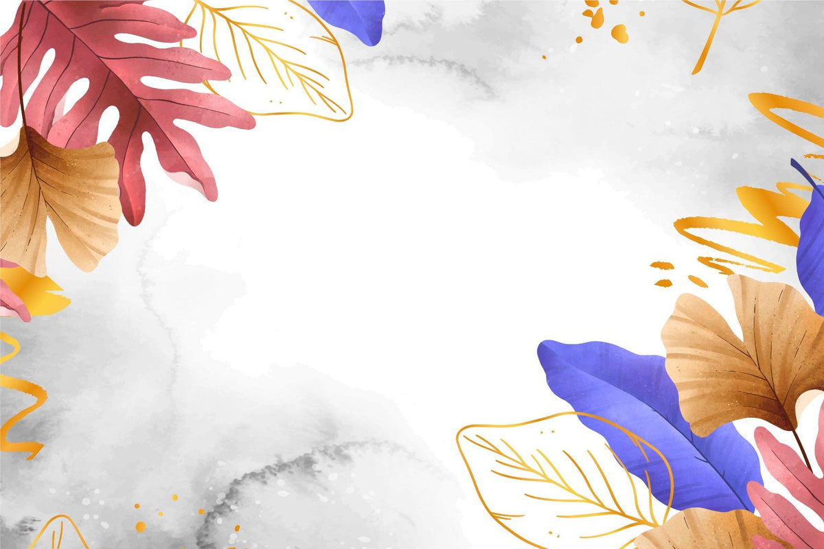 Golden Blue and Pink Leaves Wallpaper in your room — zoomed