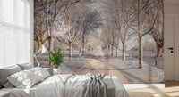 Calm woodland path print for bedroom Nature's Corridor Wall Mural series.