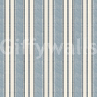 Nautical Stripe Calm wallpaper close-up showing soft blue and cream stripes with navy pinstripes