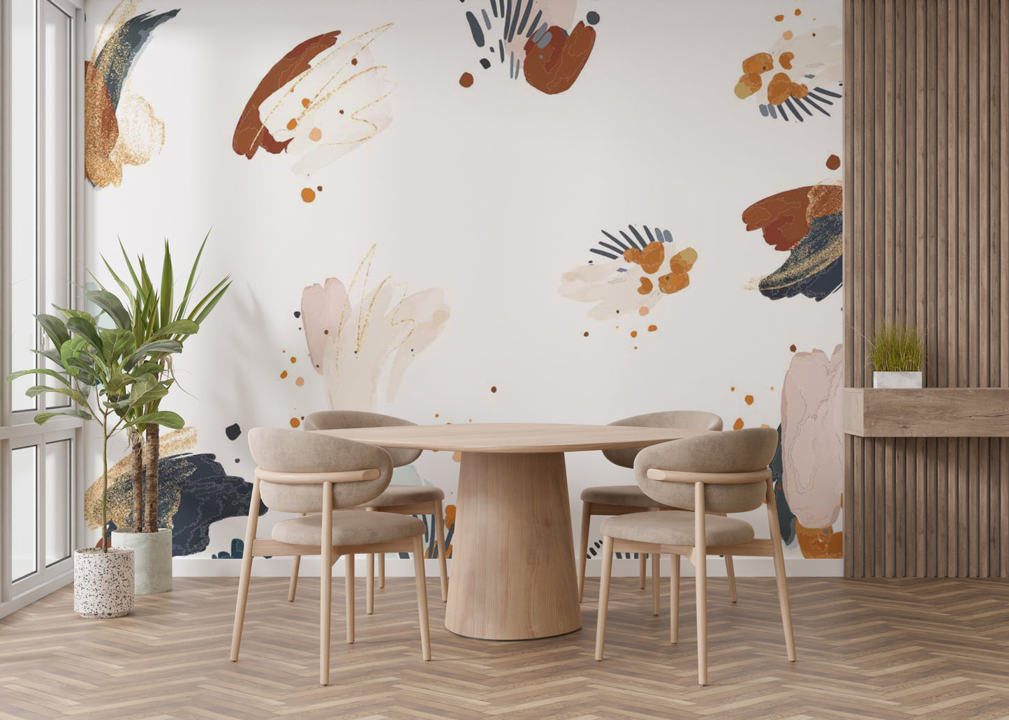 Elegant abstract wallpaper featuring navy and gold tones.