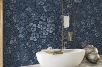 Navy hydrangea wallpaper