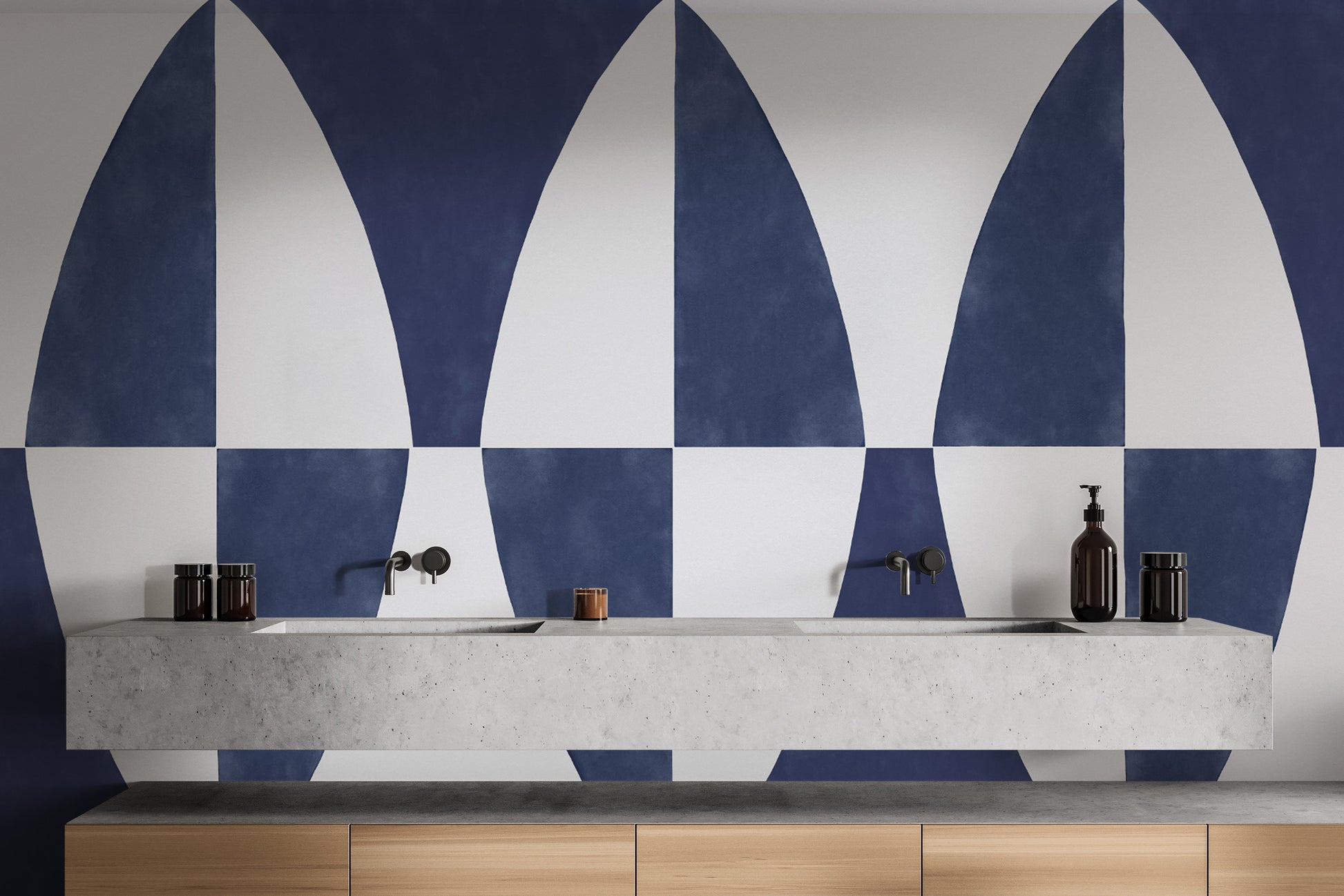 Contemporary navy blue wallpaper for elegant interiors
