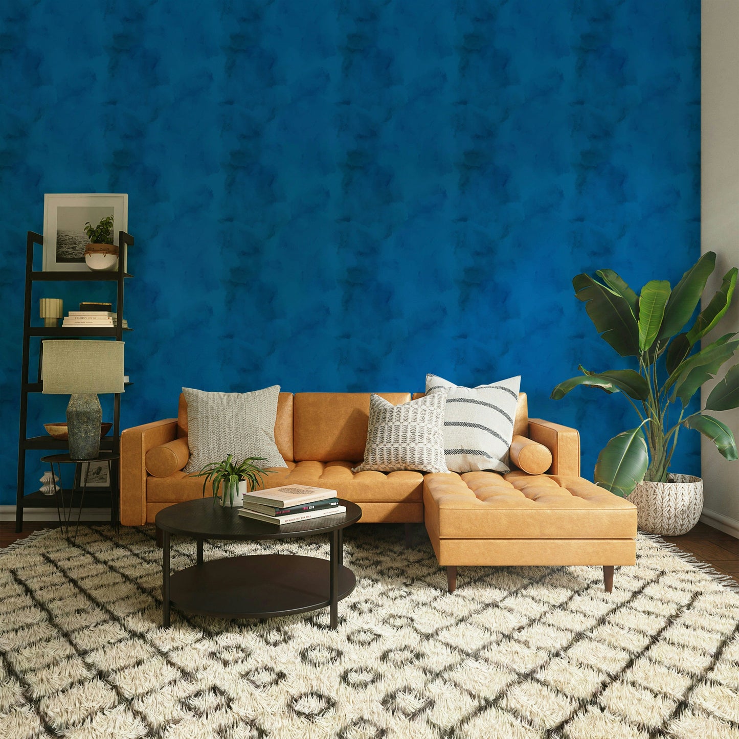 Midnight Bloom Blues flower wall mural

