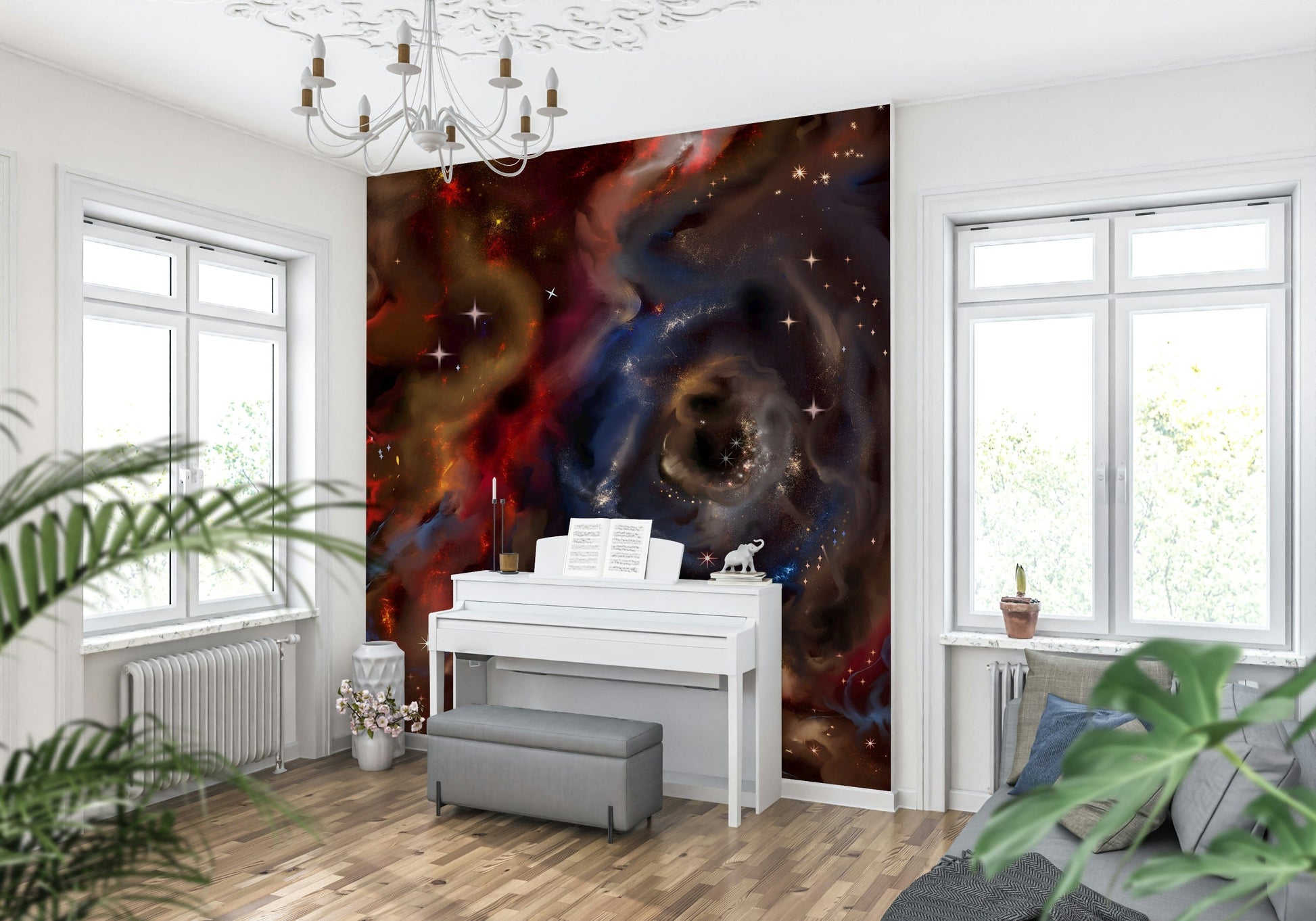 Intense colors Nebulae Cascade celestial wall decoration.