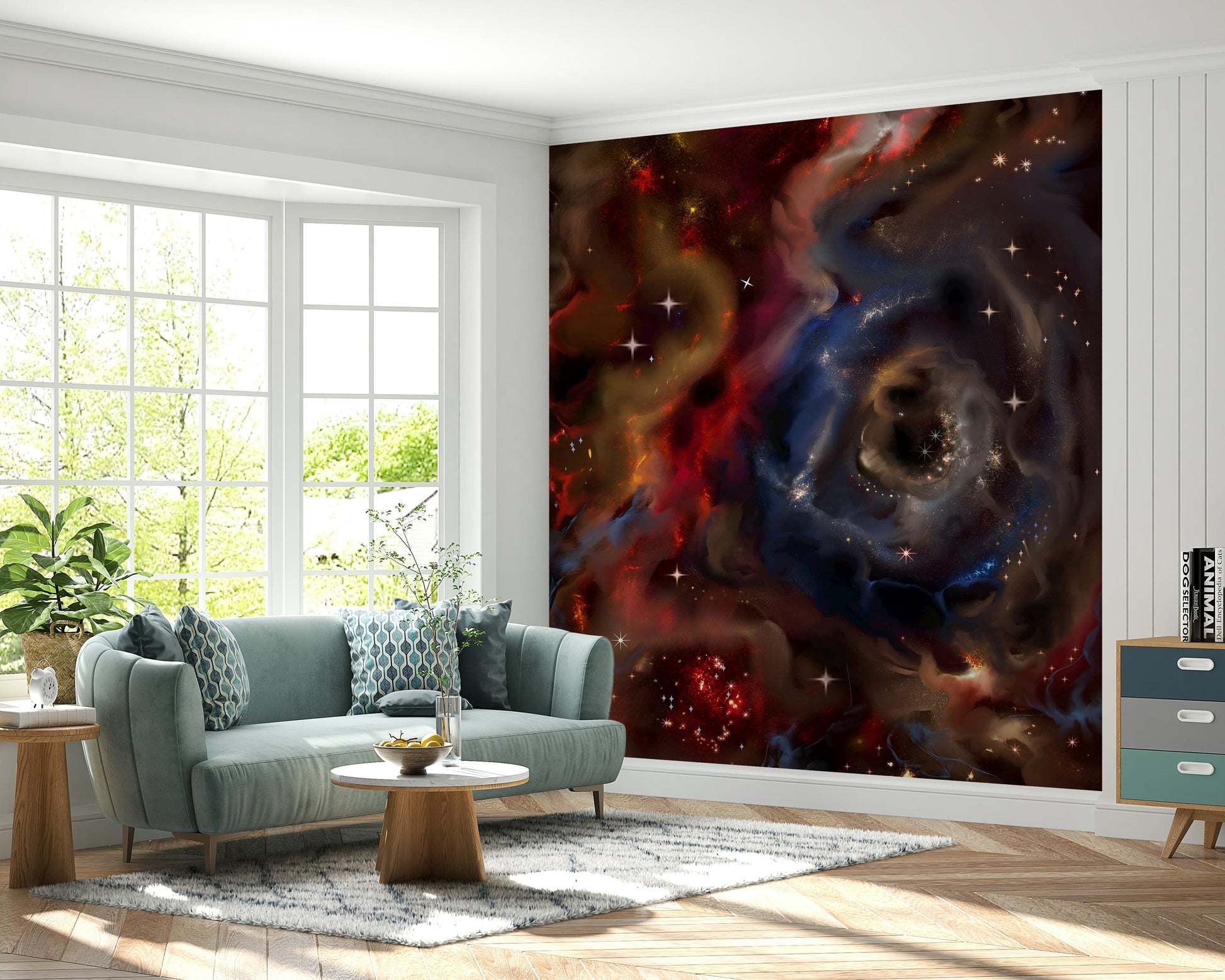 Nebulae Cascade wall mural swirling cosmic galaxy art.