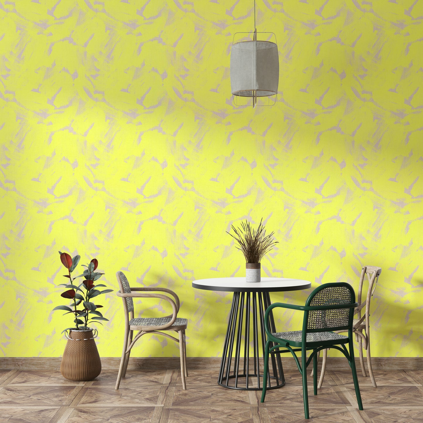 Neon Yellow  Abstract Brushstroke Wallpaper⁠