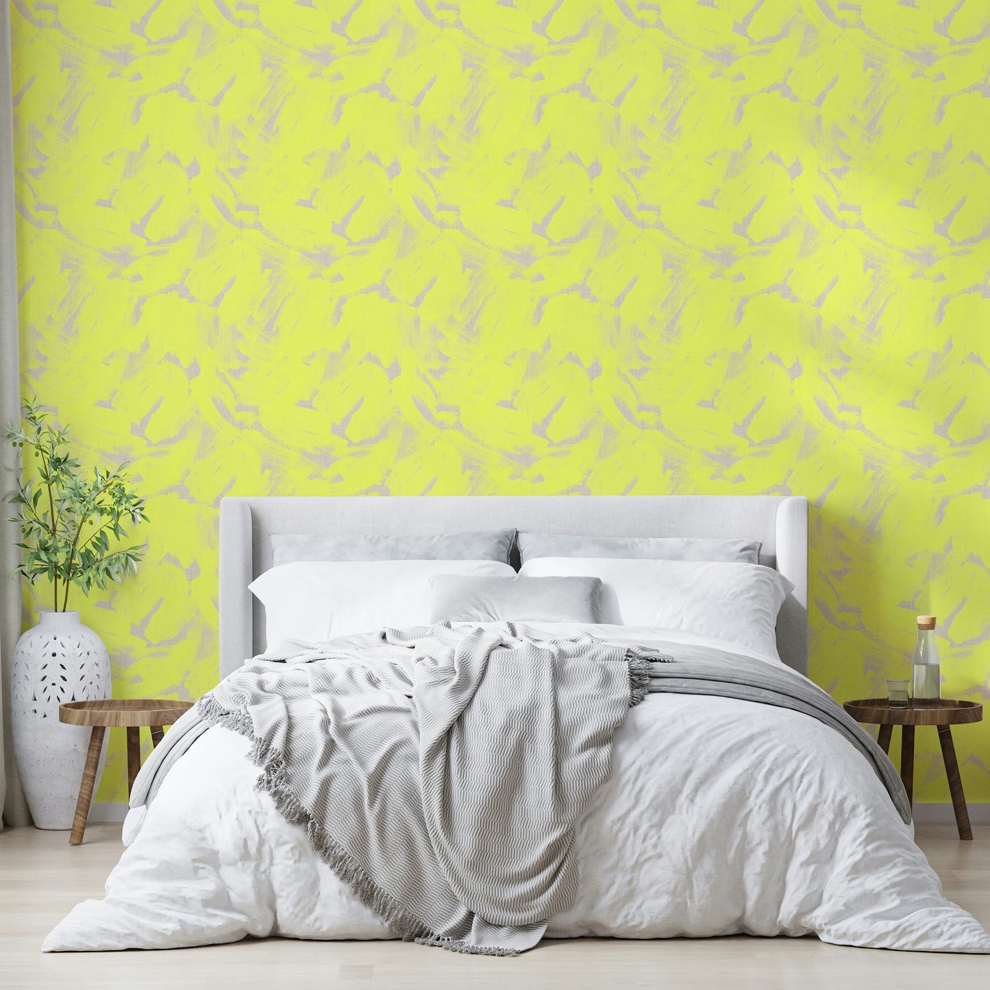 Neon Yellow  Abstract Brushstroke Wallpaper⁠