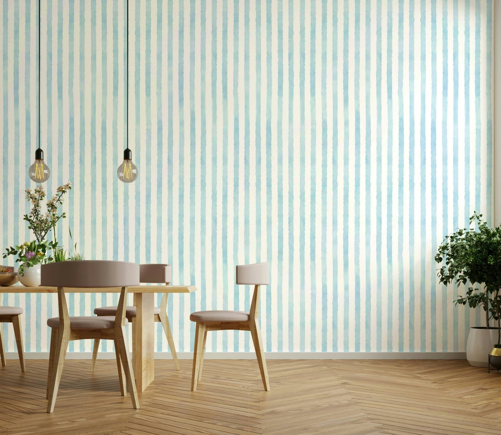 Watercolor mural wallpaper for nursery walls
