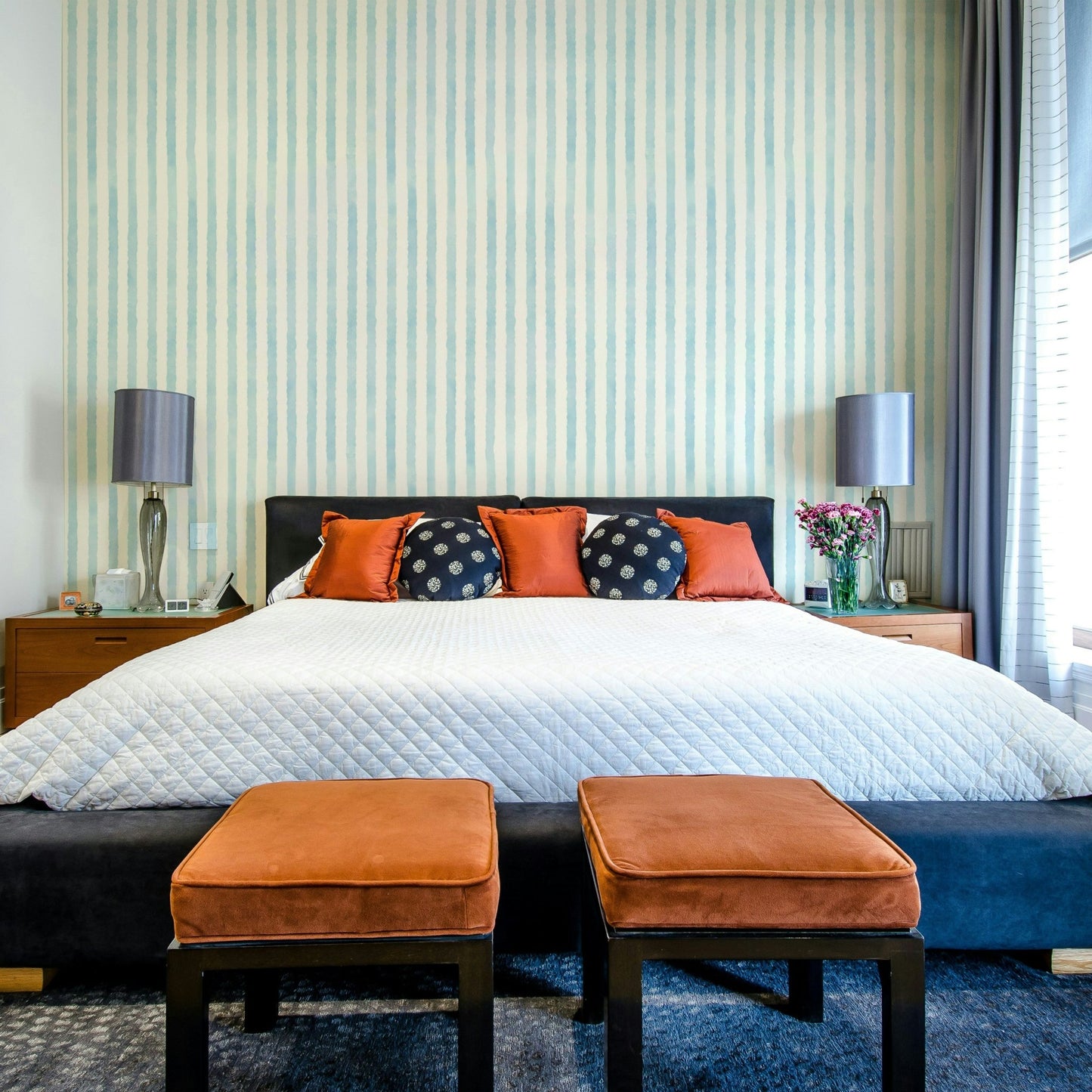 Striped mural with watercolor texture
