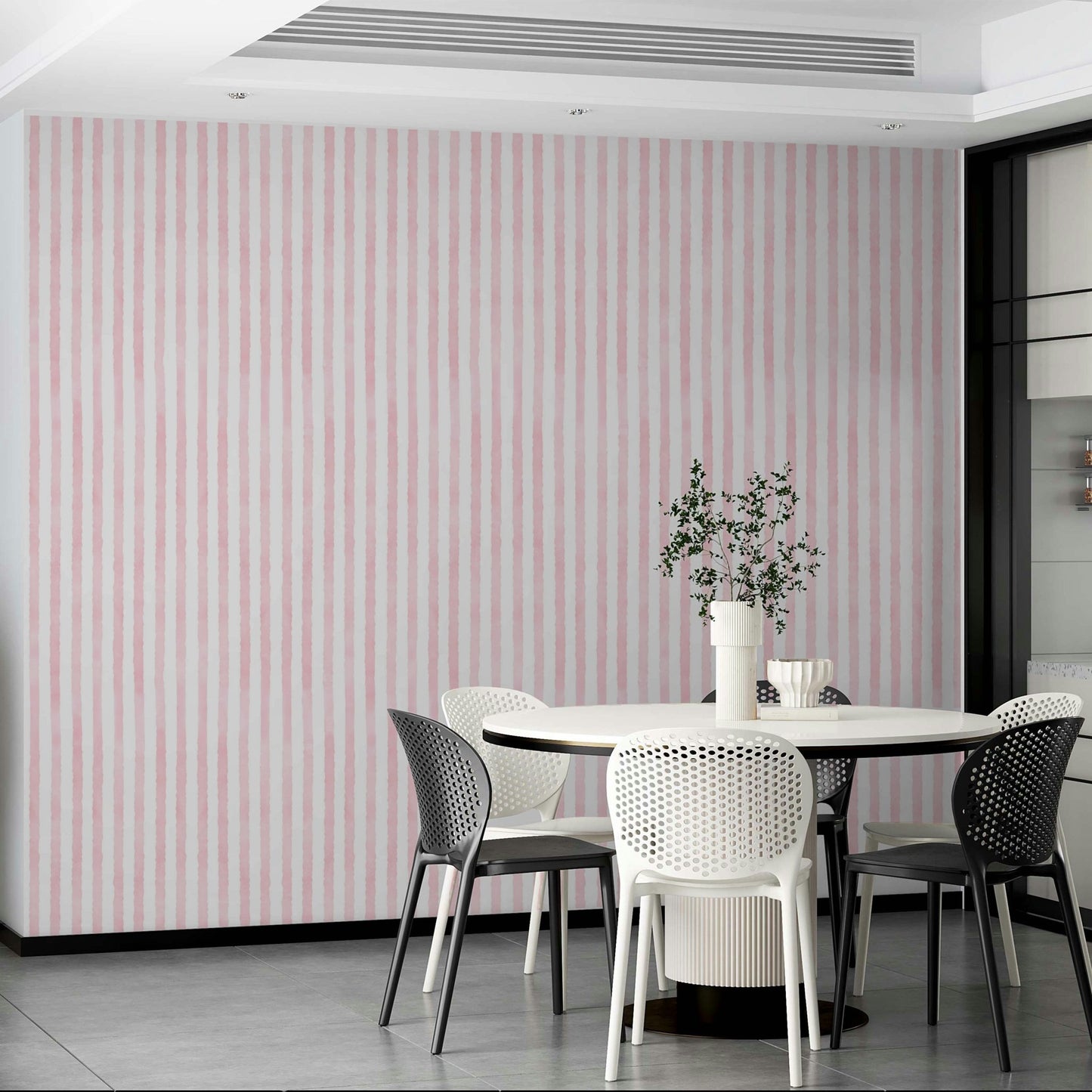 Watercolor stripe mural for nursery walls
