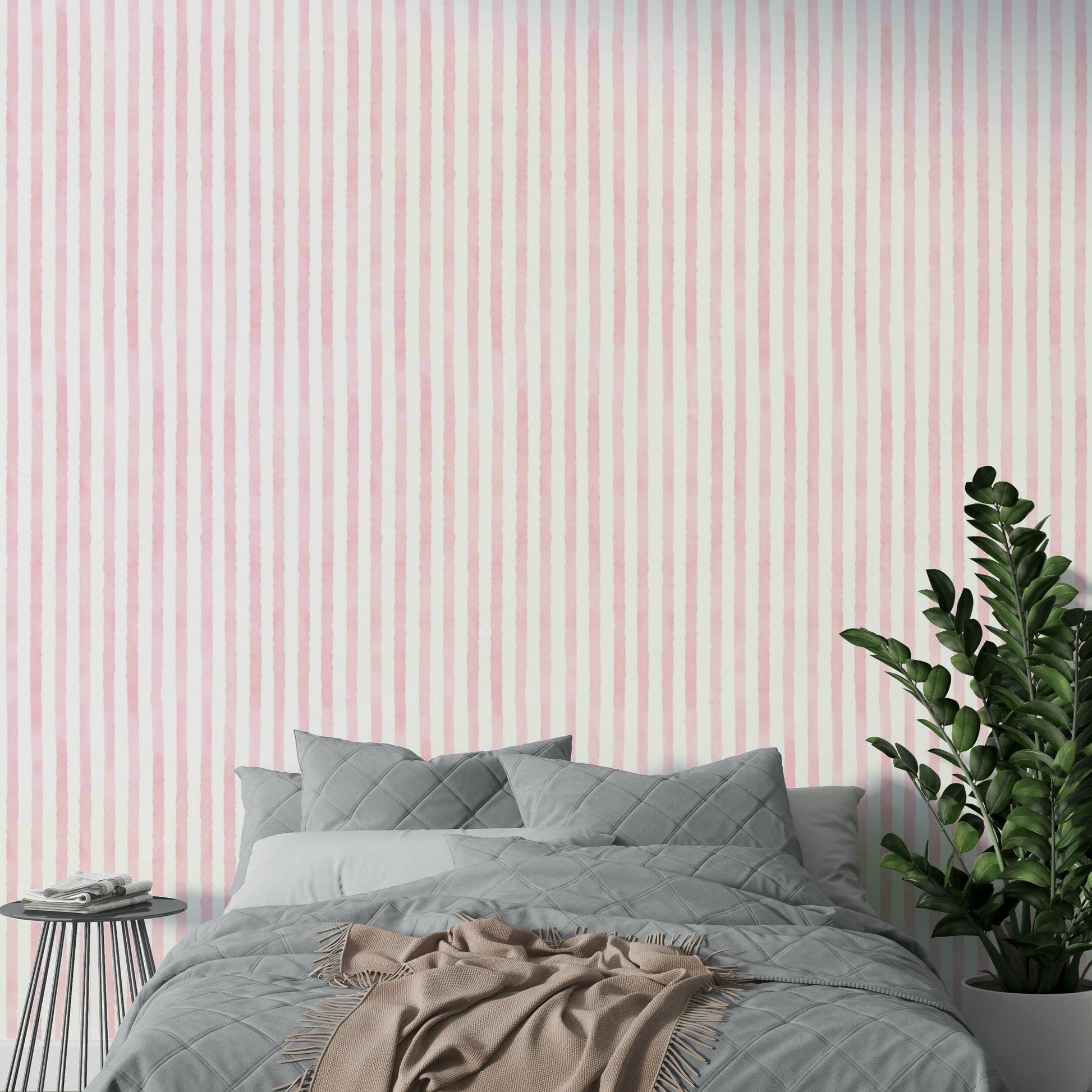 Soft toned pink stripe wallpaper
